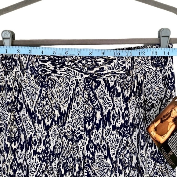 IMAN Global Chic Pants Luxury Wide Leg Style Blue/Gold/Cream Women M Average - Picture 7 of 11